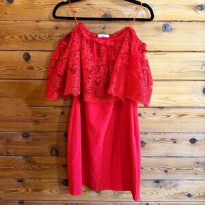Badgley Mischka Whim Off Shoulder Red Dress Size 6